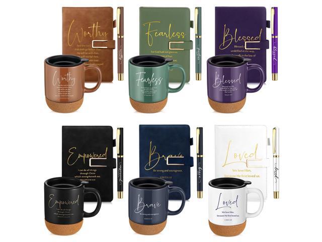 6 Set 6 Set Christian Gift for Men Women,Religious Church Gift with 15 oz Bible Verse Ceramic Coffee Mug A5 Journal Notebook Pen for Pastor Clergy...