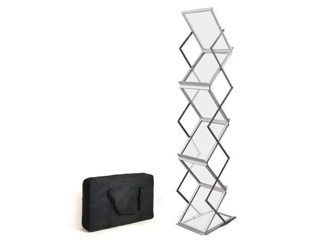 Foldable Aluminum Magazine Rack, Portable Pop-up Display Stand, 6 Pockets, A4 Size, for Trade Shows, Office, Retail Store