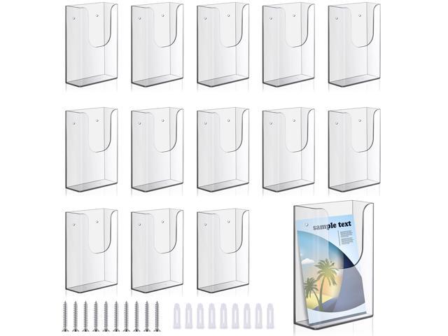 20 Pack 4 x 6 Inches Acrylic Brochure Holder Wall Mount, Clear Flyer Holder Rack, Plastic Pamphlet Stand with Nails for Magazine, Booklet, Card,...