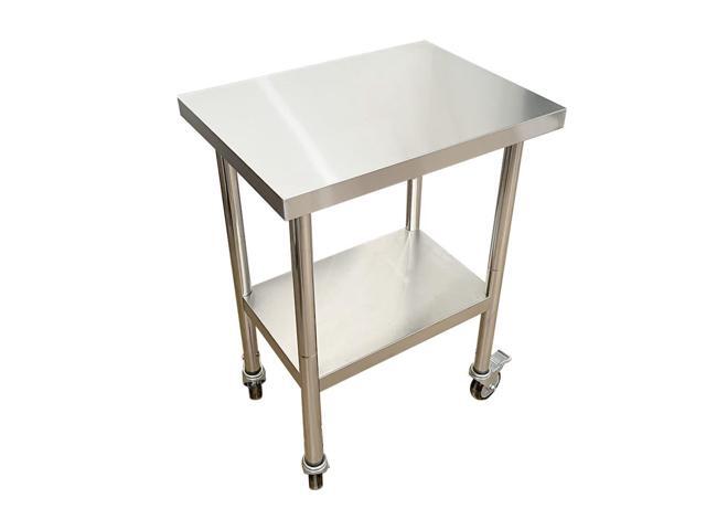 Commercial Worktables for Prep 24 x 18 Inches with Caster Wheels,Commercial Heavy Duty Stainless Steel Table with Undershelf for Home,Hotel Kitchen...