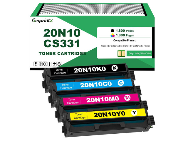 CS331 CX331 Toner Cartridge Combo Pack Compatible for 20N10K0 20N10C0 20N10M0 20N10Y0 Replacement for Lexmark CS331dw CX331adwe CS431dw CX431adw...