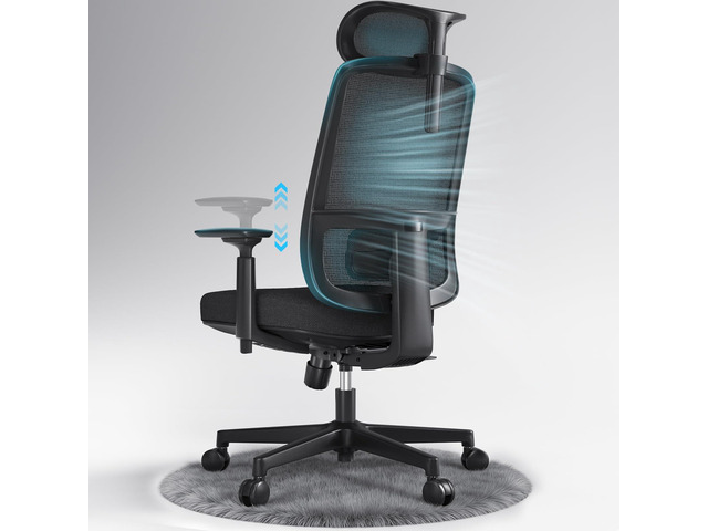 Ergonomic Mesh Office Chair Computer Desk Chair, Headrest, Black 3D Armrests, Lumbar Support, Seat Slide, 330 lbs Capacity, Home Office and Gaming