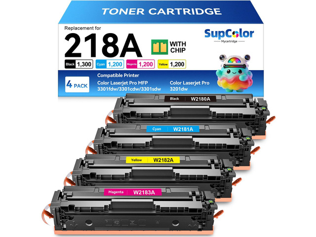 Compatible 218A Toner Cartridge for HP, Color, 4-Pack Replacement for HP 218A, Compatible for HP Color LaserJet pro MFP 3301sdw 3301fdw 3301cdw...