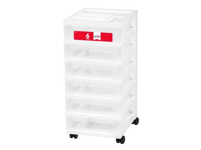 6-Drawer Rolling Storage Cart, White/Clear Keep craft supplies, office essentials, classroom items, and accessories organized with easy-access...