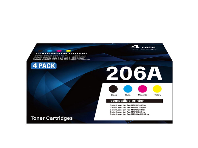 206A Toner Cartridges 4 Pack with Chip M283fdw M283cdw Toner Compatible with HP 206A 206X W2110A for HP Color LaserJet Pro M255dw M255nw MFP...
