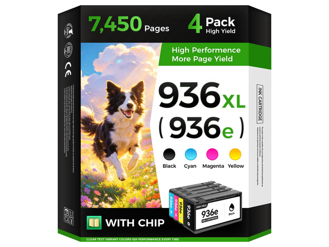 936e 936XL Ink Cartridges with Chip Combo 4-Pack High Yield Replacement for HP 936e 936 Ink Works with HP OfficeJet Pro 9125e 9135e 9110b 9128e...