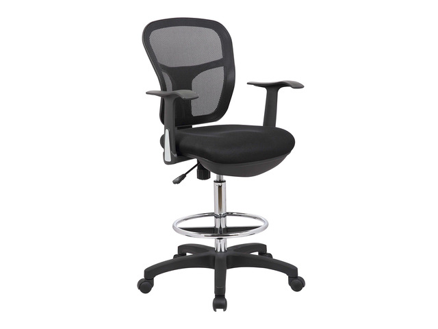 OfficeFactor Drafting Chair Tall Office Chair with Arms Executive Ergonomic Standing Desk Chair with Anti Scratch Wheels and Footrest