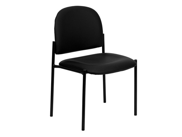 Tania Comfort Vinyl Upholstered Stackable Side Reception Chair with Padded Seat, Modern Stackable Chair for Living Room/Office, Black