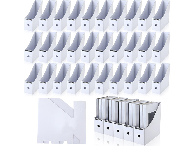 50 Pcs Cardboard Magazine Holder Magazine File Holder Magazine Storage Box Document Magazine File Organizer with 50 Pcs Labels for School Office...