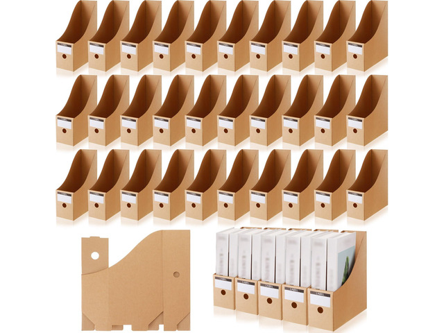 50 Pcs Cardboard Magazine Holder Magazine File Holder Magazine Storage Box Document Magazine File Organizer with 50 Pcs Labels for School Office...