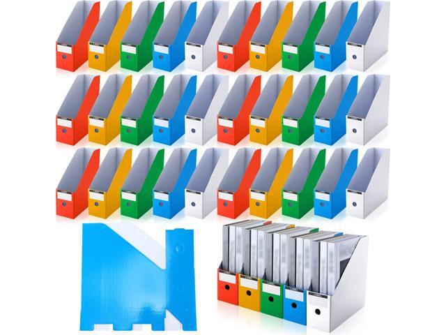 50 Pcs Cardboard Magazine Holder Magazine File Holder Magazine Storage Box Document Magazine File Organizer with 50 Pcs Labels for School Office...