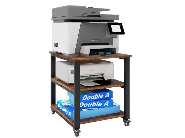 3 Tier Laser Printer Stand,20''x20'' Side Table for Printer, Retro Large Printer Table,Copier Stand with Industrial Wheels, Heavy Duty Stand,.