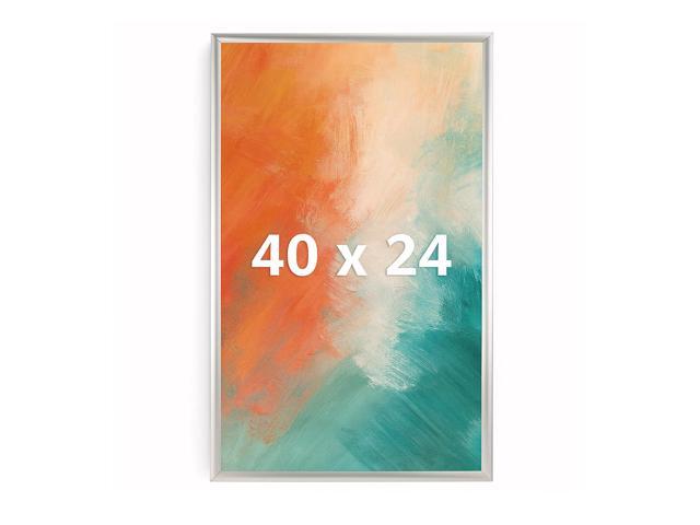 Silver Snap Poster Frame 40 x 24 Inch Heavy Duty Aluminum with Clear Gloss Overlay with Mounting Hardware Includes 4 Mounting Screws and Drywall.