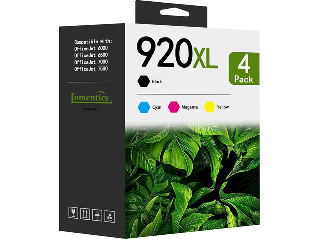 920XL High Yield Ink Cartridges (4-Pack, Black/Cyan/Magenta/Yellow) Compatible 920XL 920 XL Ink Cartridges Replacement for HP 920XL 920 Ink Work...