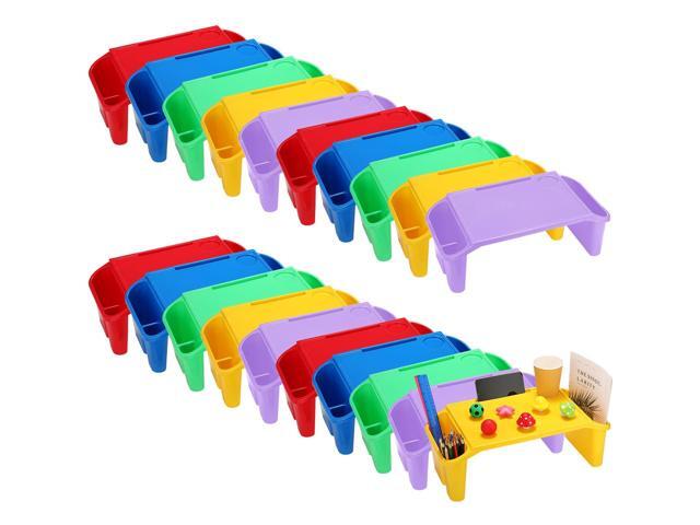 20 Pcs Kids Lap Desk Tray Bulk 19.7' x 9.8' x 7.1' Bed Table Plastic Portable Activity Tray with Extra Storage Space for Kids Students Eating Work...