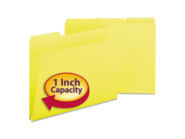 Pressboard File Folder, 1/3-Cut Tab, 1' Expansion, Letter Size, Yellow, 25 per Box (21562)