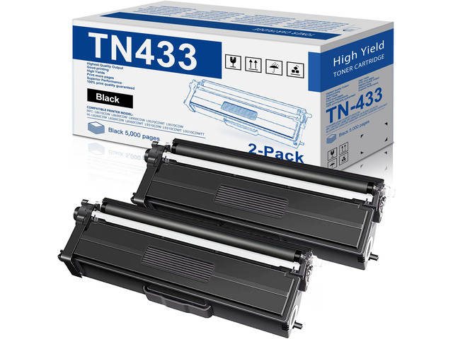 TN-433BK TN433BK High Yield Toner Cartridge Replacement for Brother TN-433 TN433 Black Toner for MFC-L8900Cdw HL-L8360Cdw HL-L8260Cdw HL-L8360Cdwt...