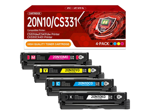 20N10 CS331 CX331 Toner Cartridges 4-Color Toner with Chip Compatible with Lexmark CS331, CS431, CX431, CX331, CX431 Printers for 20N10C0,...