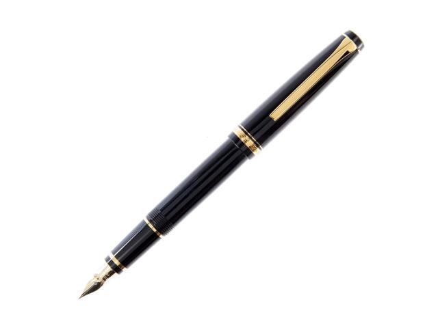 Namiki Falcon Collection Fountain Pen, Black Barrel with Gold Accents, Soft Medium Nib (60252)