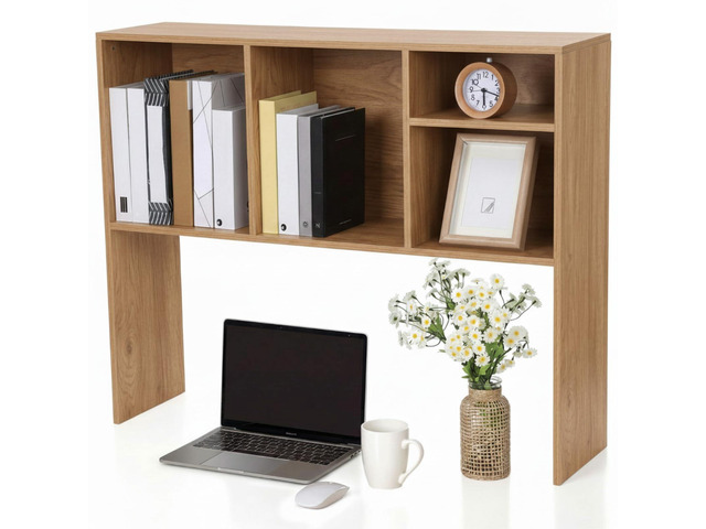 Dorm Desk Hutch Desktop Bookshelf with 5 Shelves 3-Tier Wood Countertop Desk Shelf Top Only Organizer for College Dorm Office Home, 32.3 x 7.9 x...