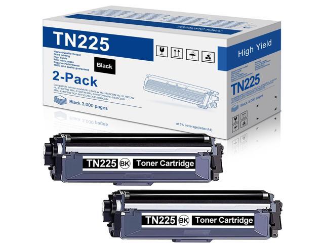 TN225 TN-225 Black High Yield Toner Cartridge 2 Pack Replacement for Brother TN 225 Toner for HL-3140CW MFC-9330CDW MFC-9340CDW HL-3180CDW.