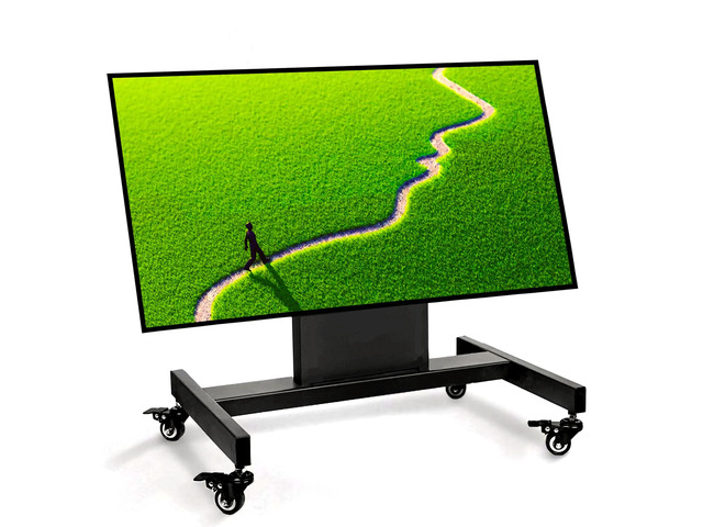 Rolling TV Stand, Mobile TV Cart, Low Profile Floor Confidence Monitor Cart for 32-75 inch Screen, Height Adjustable, 90°Adjustable Viewing Angle