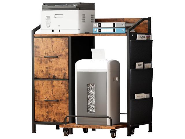 Printer Stand with Fabric Drawers, Lateral Office Filing Cabinets with Power outlets & USB Charging Port, File Cabinet with Large Printer Stands...