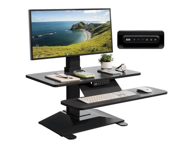 Electric Standing Desk Converter 28' Wide, Height Adjustable Desk Riser, Computer Workstation, Sit-Stand Convertor for Home, Office, School (Black,...