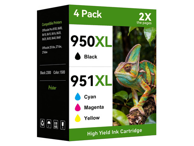 950XL and 951XL Ink Cartridges Combo Pack Replacement for HP 950 951 Ink Cartridges Combo Pack Compatible with HP Officejet Pro 8600 8610 8620 8100...