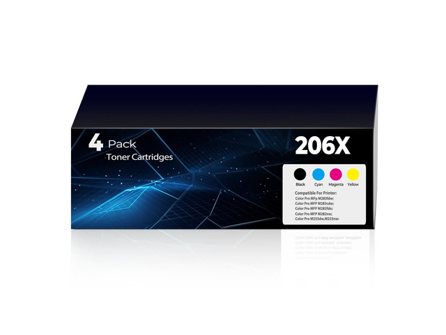 206X Toner Cartridges 4 Pack High Yield Pro MFP M283fdw M283cdw,Compatible for HP 206X 206A HP206A HP206X Toner Cartridges Set(with Chip) for Color...