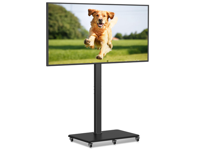 Tall Floor TV Stand for 32-75' TV Portable Rolling TV Cart with Wheels Height Adjustable with Wood Base, Holds up to 88 lbs, Max VESA 600x400mm...