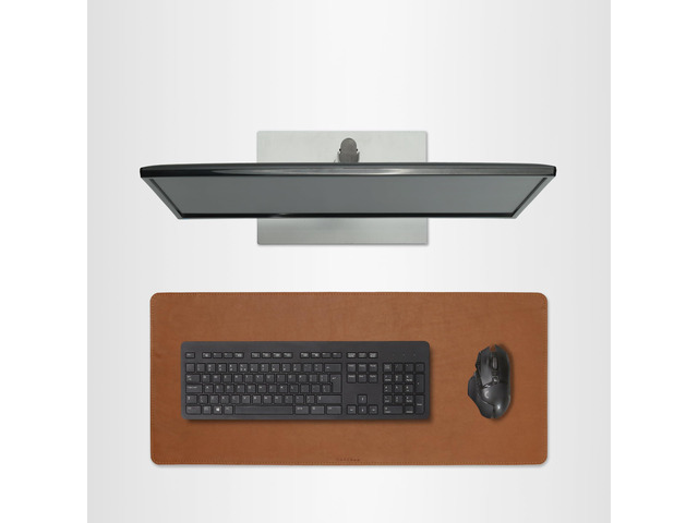Full Grain Genuine Leather Desk Pad Toffee Tan Brown (L) - Premium Desk Mat with Non-Slip Backing, Thick 3mm, Office Desk Protector for Work &...