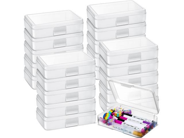 20 Pack 8''x5.5''x2'' Pencil Boxes Bulk Large Clear Plastic Pencil Box with Lid Stackable Crayon Storage Case for Students Classroom Stationery.