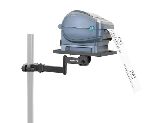 Printer Pole Mount for Thermal Label Printers, Full Motion Arm with Rotating Tray, Holds up to 11 lbs, Swivel, Rotate and Tilt, Clamp Connection...