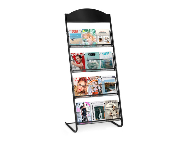 4-Tier Magazine Stand, 24.8'' Wide Iron Brochure Holder, Metal Newspaper & Literature Display Rack for Office, Waiting Room, Lobby, Classroom &...