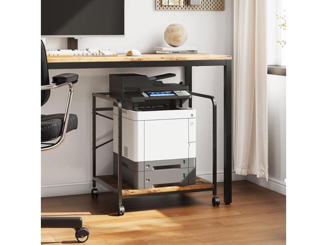 Under Desk Printer Stand, 22''W X 20''D X 22.4''H Mini Fridge Stand, Printer Shelf, Large Printer Table with Height Adjustable, 2 Tier 3D Printer...