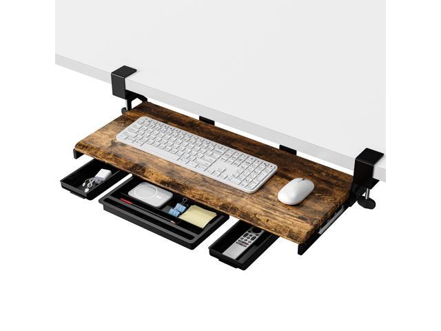 Keyboard Tray Under Desk, Pull Out Keyboard & Mouse Tray with C-clamp, Ergonomic Desk Keyboard Tray Slide Out, Pull Out Platform Drawer for Home...