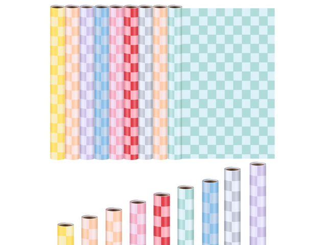 9 Pack Pastel Checkerboard Bulletin Board Paper Roll 4 x 12 ft Fade Resistant Colorful Bulletin Board Paper for Classroom DIY Art Projects Wrapping...