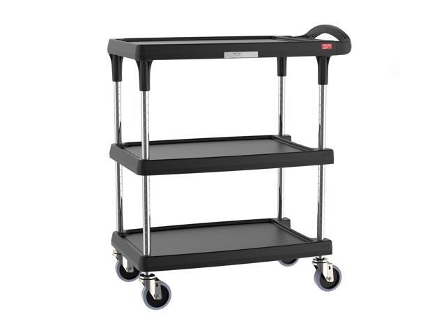 myCart Plus Utility Cart - Choose-Your-Height Adjustable Heavy Duty Rolling Cart for Home, Commercial and Industrial Use - 3-Shelf, 400 lbs.
