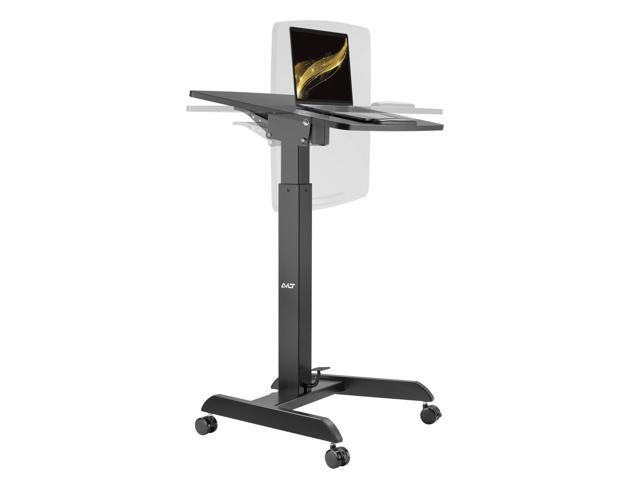 47' Height Adjustable Mobile Workstation with Tilting Desk Black 3 ft 11 inches - Foot Pedal Pneumatic Standing Desk Cart - Mobile Laptop Cart -.