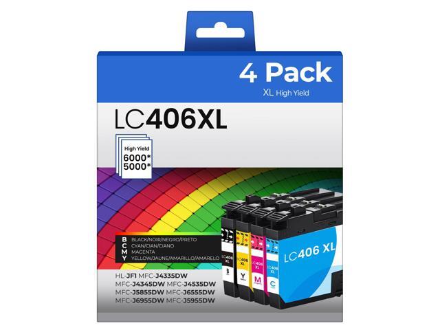 LC406XL Ink Cartridges High Yield with MFC-J4335DW MFC-J4345DW Printer for Brother LC406 LC406XL Ink Cartridges, 4-Pack, for MFC-J4335DW.