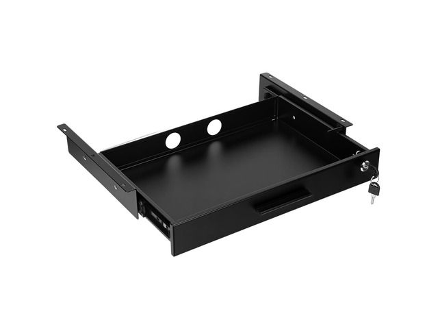 18'' x 12'' Under Desk Drawer Slide Out Storage Organizer, Lockable Metal Desk Drawer for Laptop and Office Accessories, Large Hidden Under Table...
