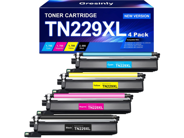 TN229XL TN229 XL /V Toner Cartridge High Yield 4 Pack Compatible for Brother TN229 TN-229XL Toner Cartridge MFC-L3720CDW HL-L3280CDW L3780CDW...