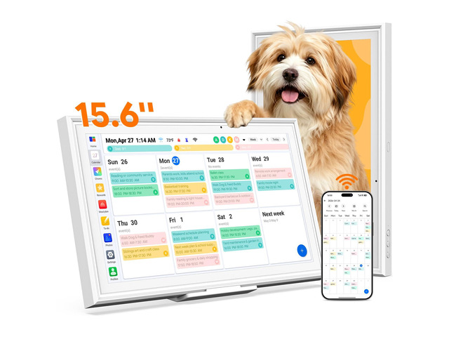 15.6'' Digital Calendar 64G No Subscription Family Touchscreen Wall Planner Electronic Chore Chart, To-Do List & AI Meal Planner & Digital Photo...
