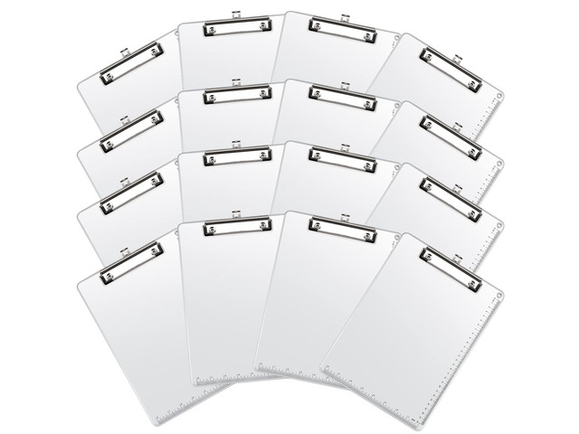 16 Pcs Metal Clipboard, A4 Letter Size 12.5 x 9 Inch Heavy Duty Aluminum Edge Document Holder with Scale Aluminum Edge Clipboard with Low Profile...