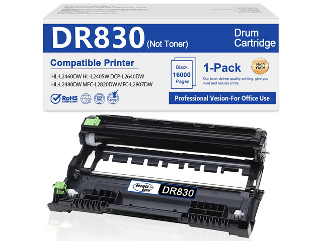 DR830 Drum Unit High Yield (Not Toner) Replacement for Brother DR-830 Drum Unit Black 1 Pack HL-L2400D HL-L2460DW HL-L2405W HL-L2465DW HL-L2480DW...