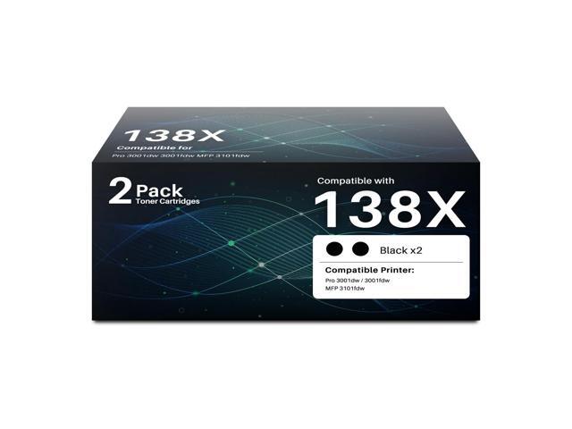 138X Toner Cartridge Replacement for HP W1380X 3001dw 3101fdw, 2 Black Built-in Chip, Use with LaserJet Pro 3001dw 3001fdw MFP 3101fdw, 4000.