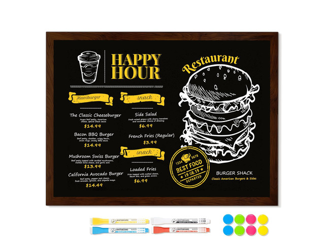 Magnetic Chalkboard for Wall, 48' x 36' Rustic Brown Chalk Memo Board, Menu Sign Display, For Home, Kitchen, Office, Classroom, With 4 Markers, 8...
