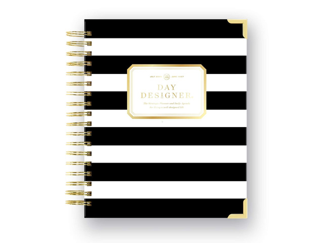 2026-2027 Daily Academic Planner, 7.4' x 9.5', Black Stripe July 2026 - June 2027, Glossy Laminated Cover, Wirebound, Laminated Tabs, Storage...