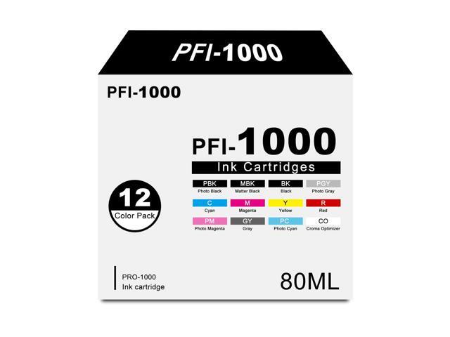 PFI-1000 Ink Tank Replacement for Canon PFI1000 80ML Ink Cartridge for ImagePROGRAF PRO-1000 Printers, (MB/C/M/Y/GY/R/PM/PC/CO/PBK/BL/PGY)